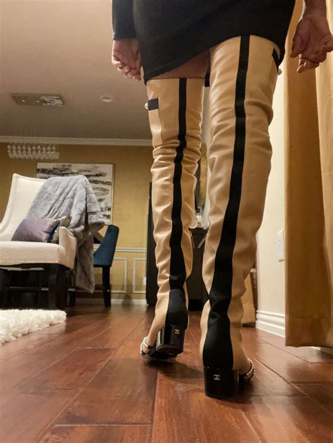 chanel inspired thigh high boots